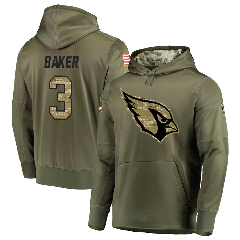 A.Cardinals #3 Budda Baker Player Olive Salute to Service Limited Hoodie Football Jerseys