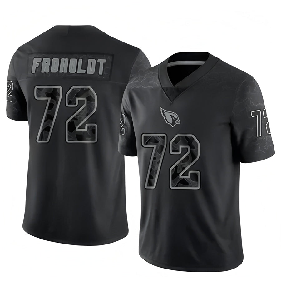 A.Cardinals #72 Hjalte Froholdt Player Black RFLCTV Limited Football Jerseys