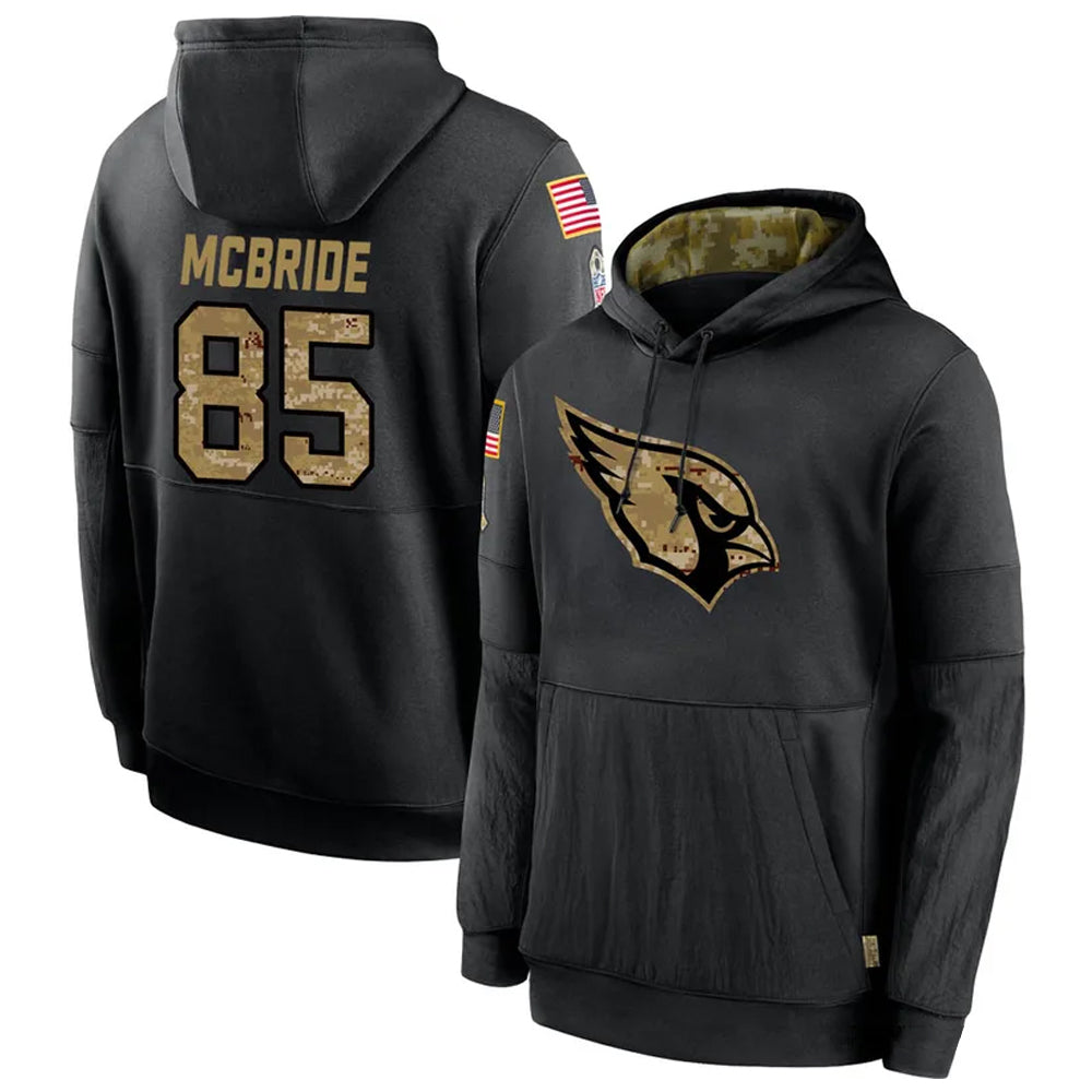 A.Cardinals #85 Trey McBride Player Black Salute to Service Hoodies Football Jerseys