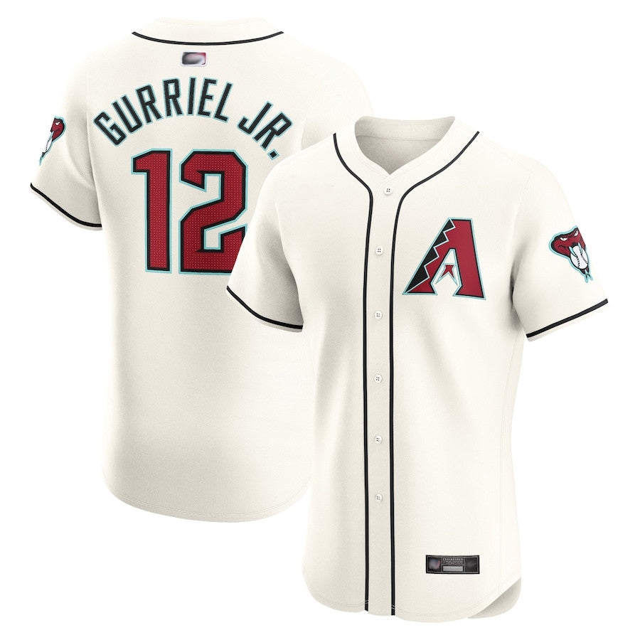 A.Diamondbacks #12 Lourdes Gurriel Jr. Player Home White Elite Basesball Jerseys