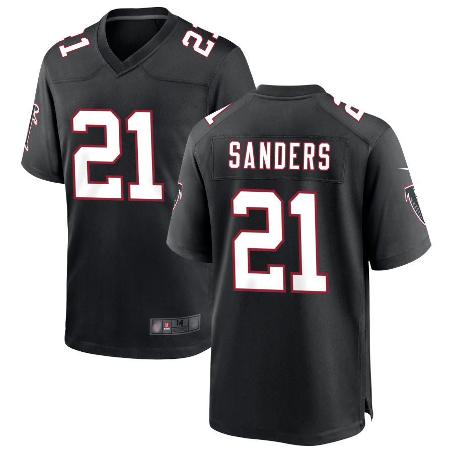 A.Falcons #21 Deion Sanders Player Black Throwback Limited Football Jerseys