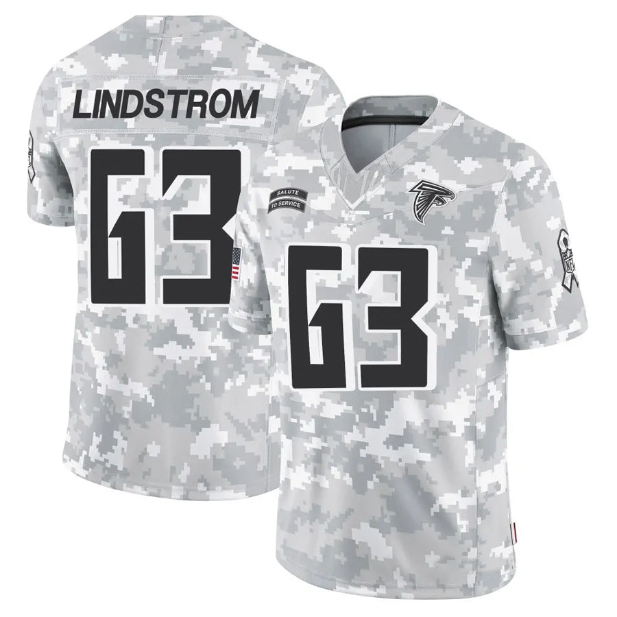 A.Falcons #63 Chris Lindstrom Player Arctic Camo Salute to Service Limited Football Jerseys