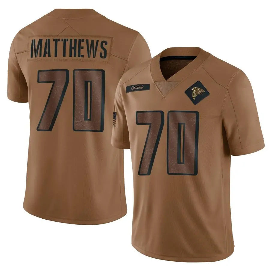 A.Falcons #70 Jake Matthews Player Brown Salute To Service Limited Football Jerseys