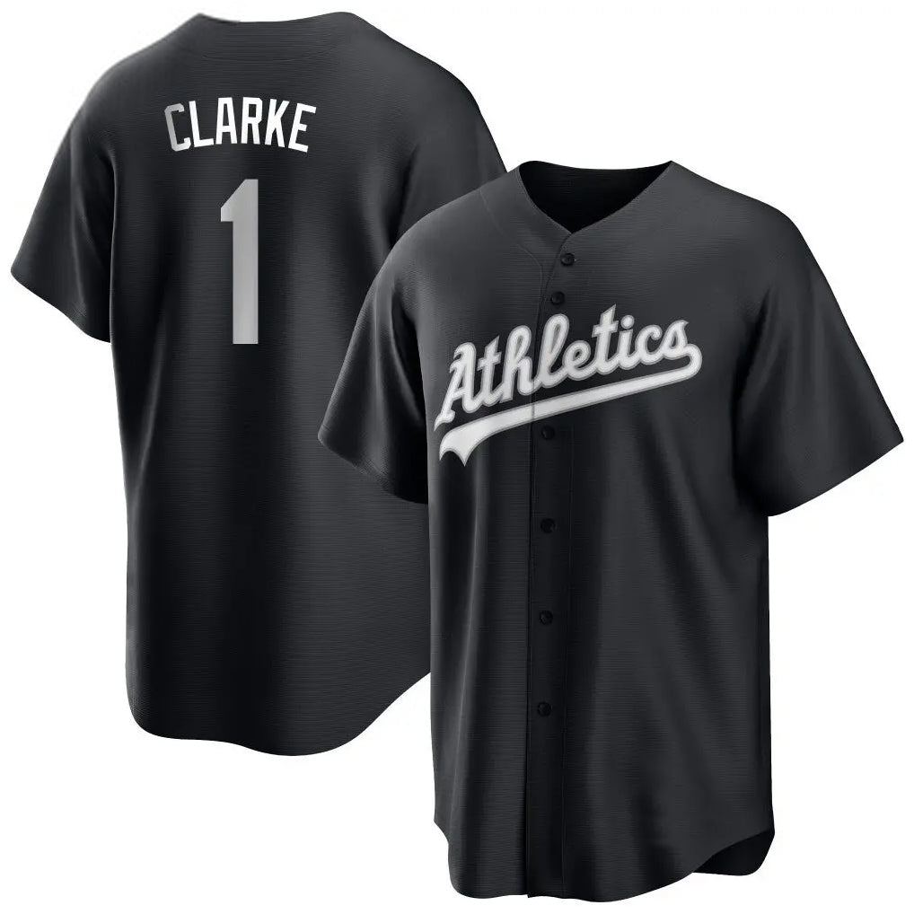 Athletics #1 Denzel Clarke Player Black Game Baseball Jerseys