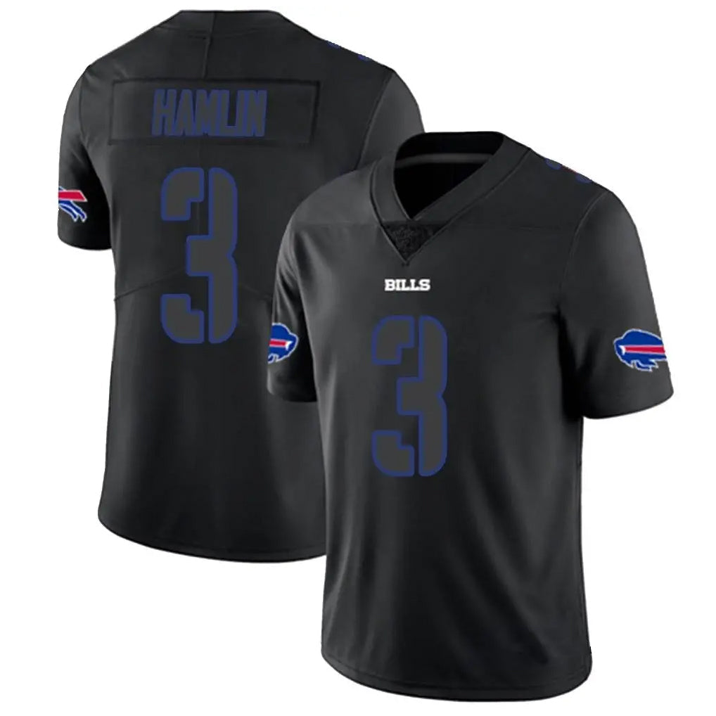 B.Bills #3 Damar Hamlin Player Limited Black Impact Football Jerseys
