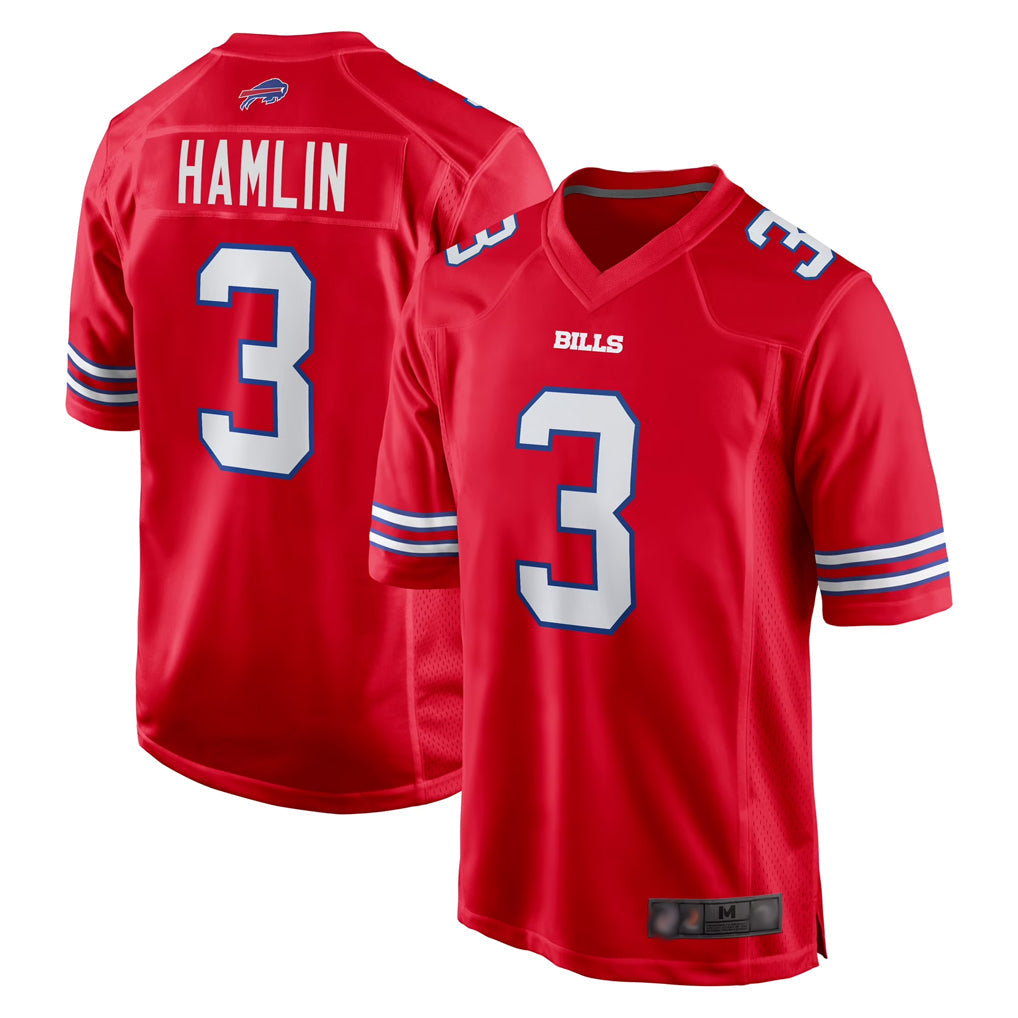 B.Bills #3 Damar Hamlin Player Red Home Game Football Jerseys