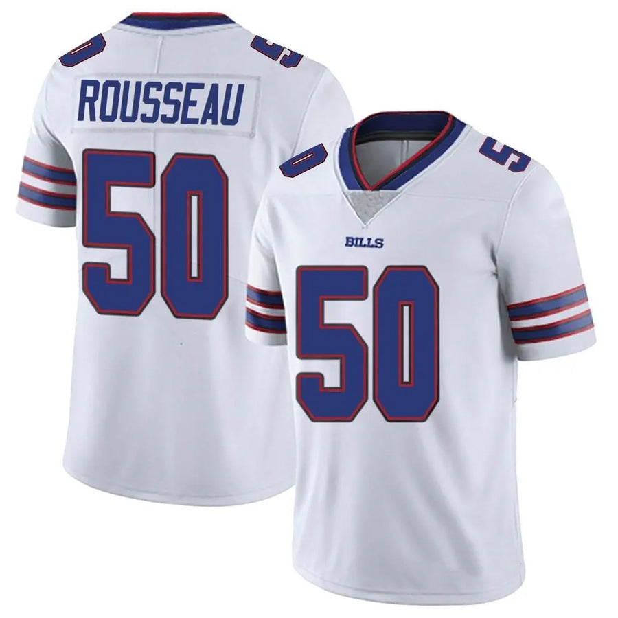 B.Bills #50 Gregory Rousseau Player Vapor F.U.S.E. Limited White Football Jerseys