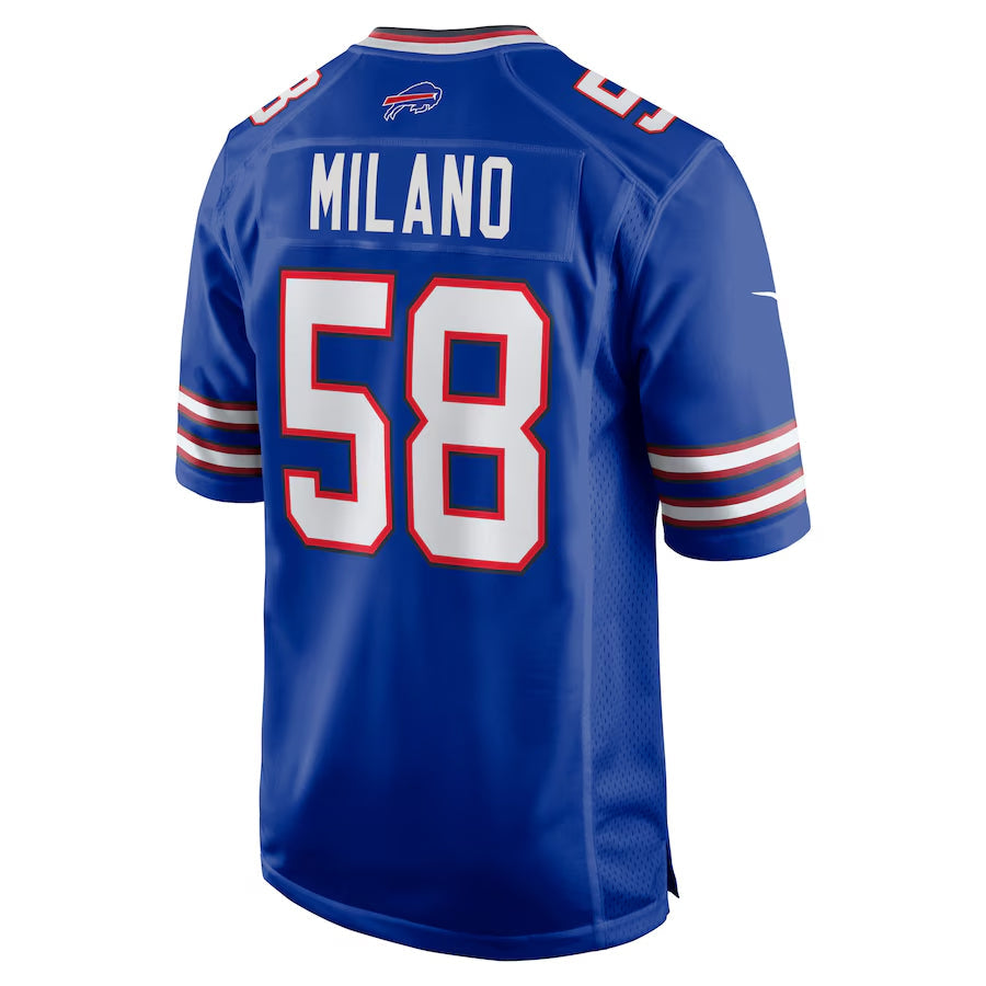 B.Bills #58 Matt Milano Player Royal Home Game Football Jerseys