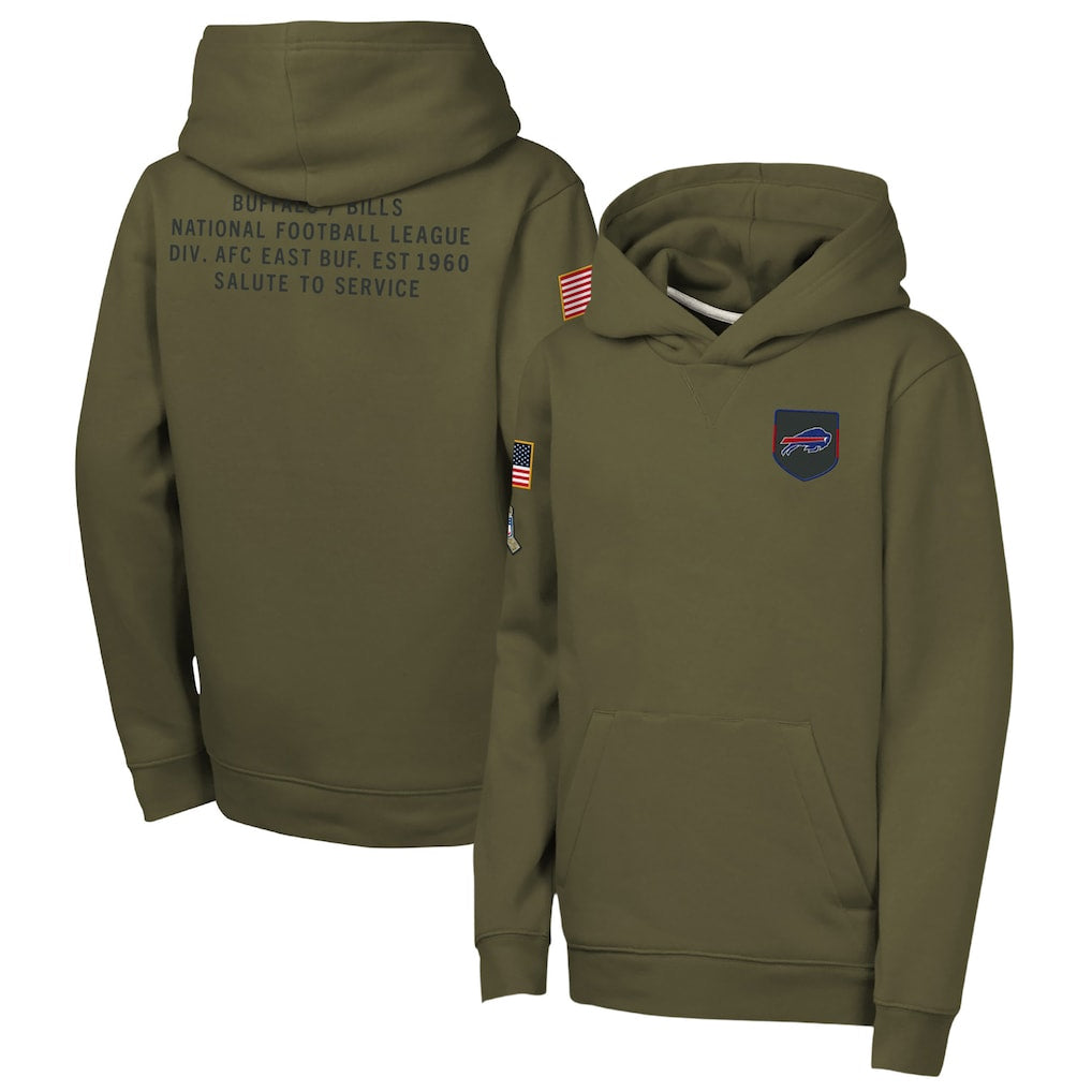 B.Bills Player Olive Salute to Service Club Fleece Hoodie Football Jerseys