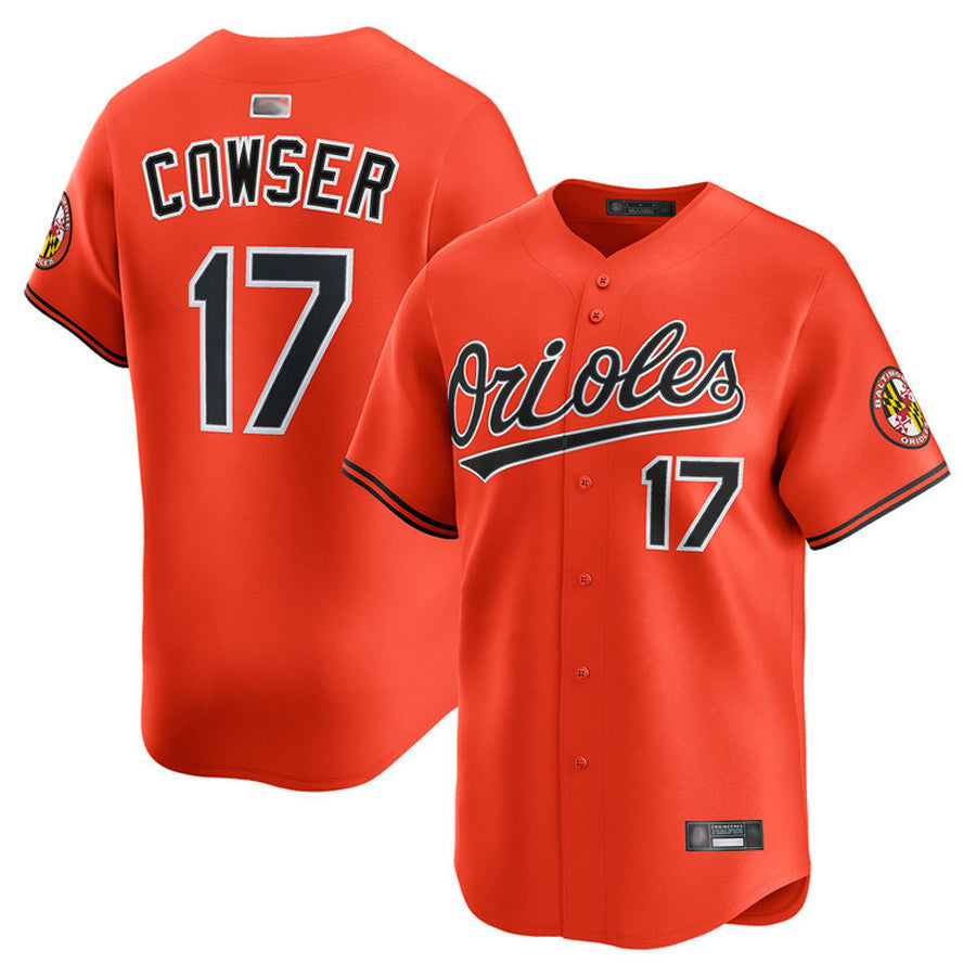 B.Orioles #17 Colton Cowser Player Home Limited Orange Baseball Jerseys