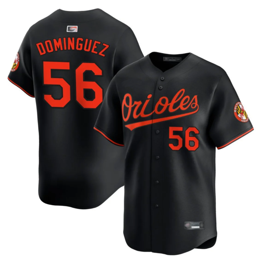 B.Orioles #56 Seranthony Dominguez Player Black Home Replica Baseball Jerseys