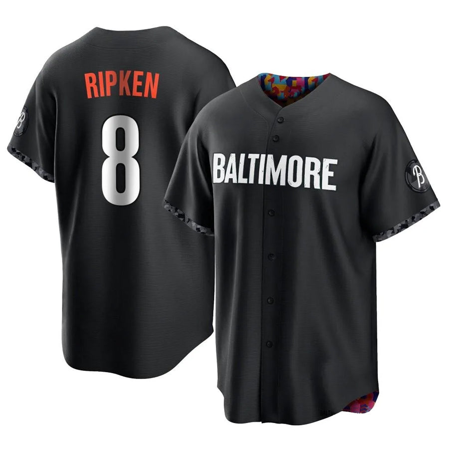 B.Orioles #8 Cal Ripken Jr. Player Replica Black City Connect Baseball Jerseys