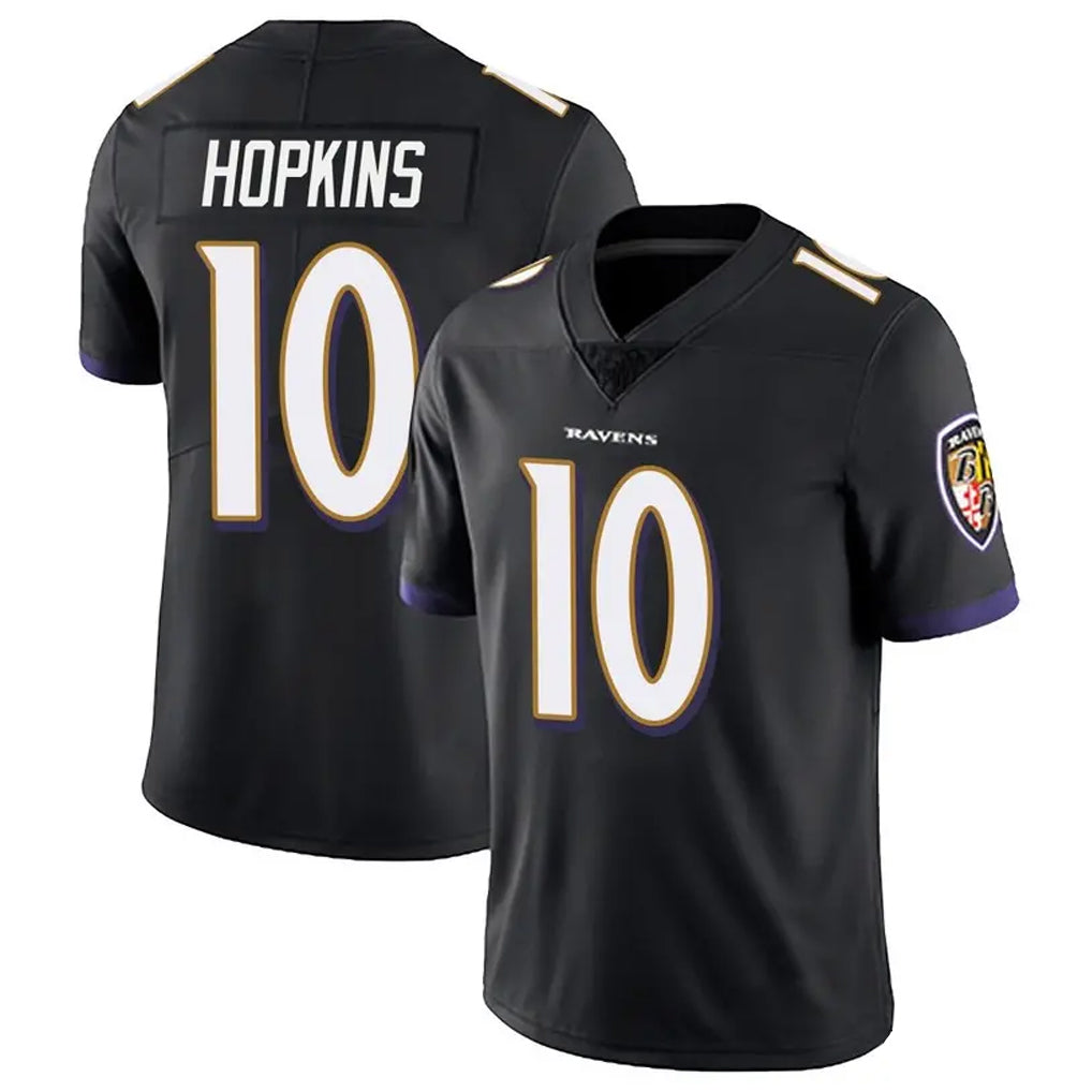 B.Ravens #10 DeAndre Hopkins Player Black Vapor Limited Football Jerseys