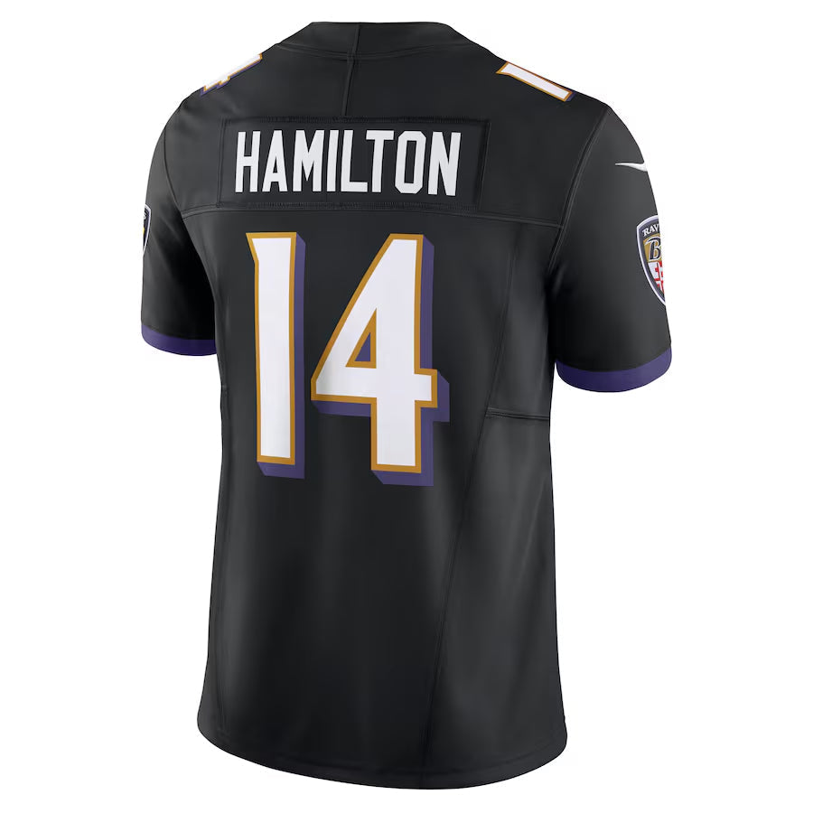 B.Ravens #14 Kyle Hamilton Player Black Vapor F.U.S.E. Limited Football Jerseys