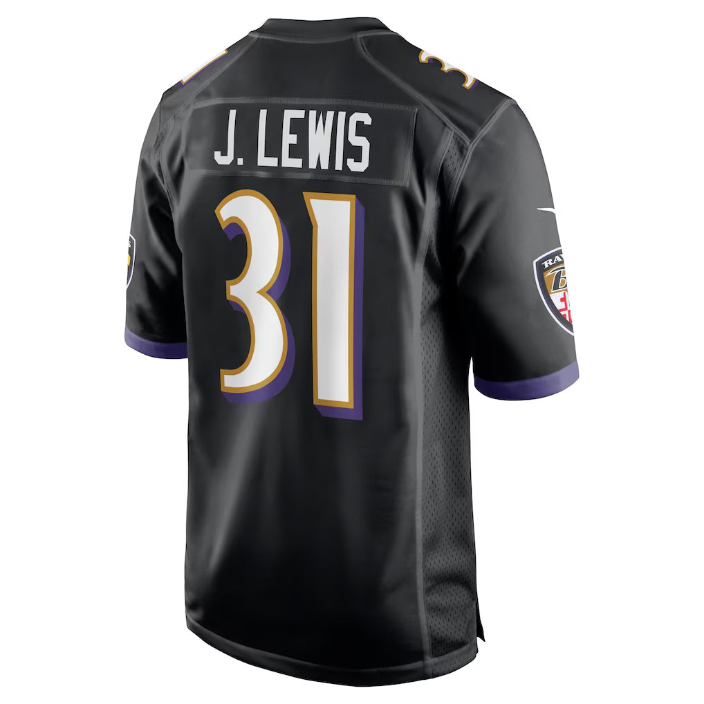 B.Ravens #31 Jamal Lewis Player Black Home Game Football Jerseys