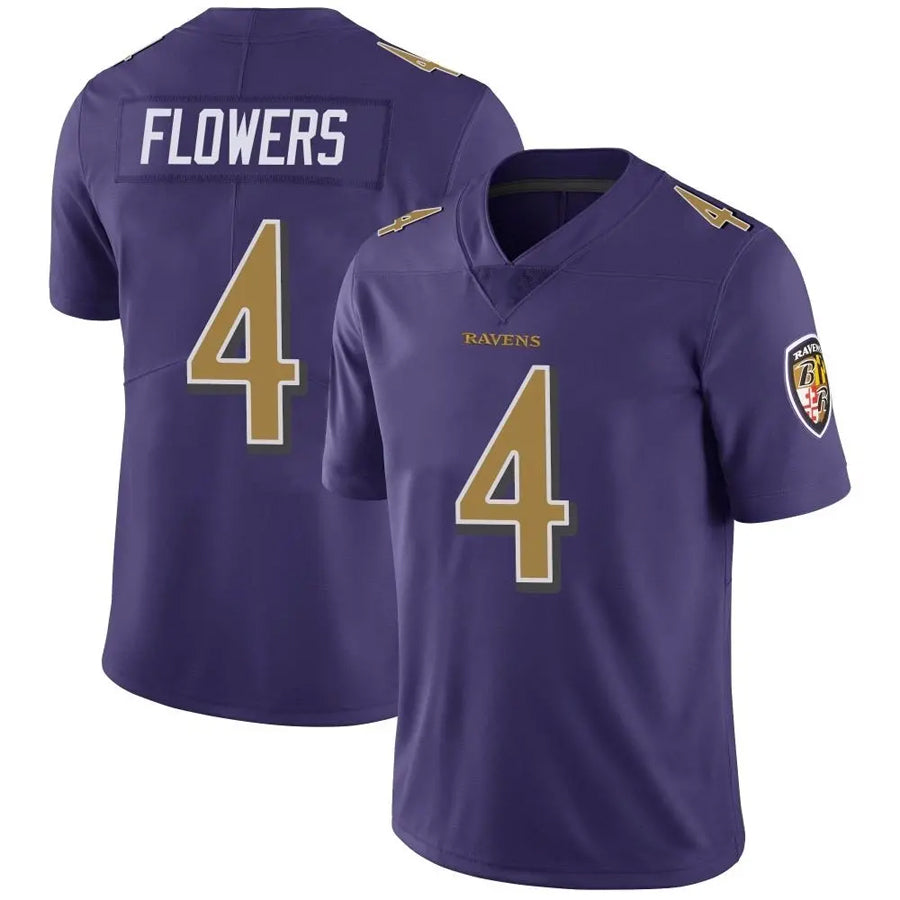 B.Ravens #4 Zay Flowers Player Limited Purple Color Rush Vapor Untouchable Football Jerseys