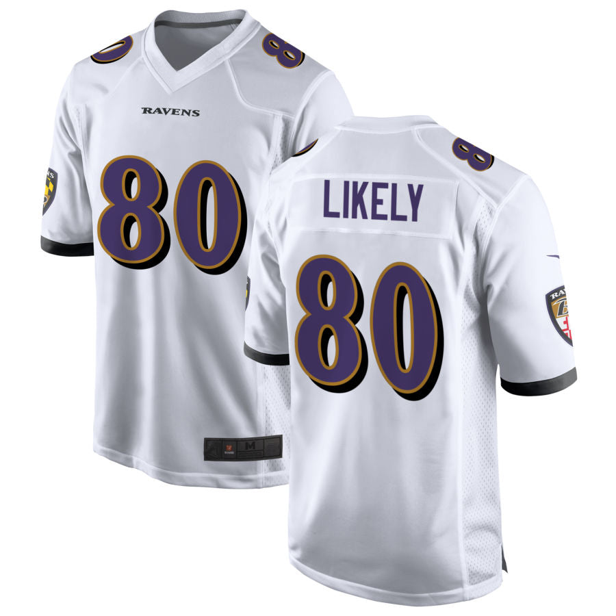 B.Ravens #80 Isaiah Likely Player White Game Home Football Jerseys