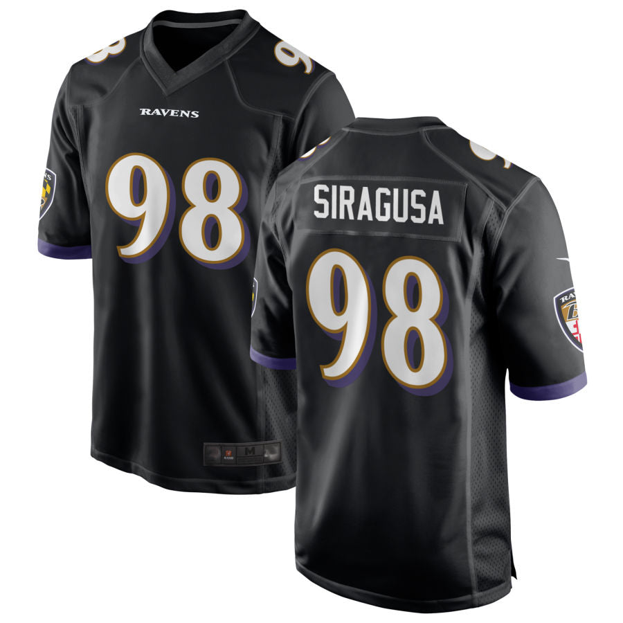 B.Ravens #98 Tony Siragusa Player Black Home Game Football Jerseys