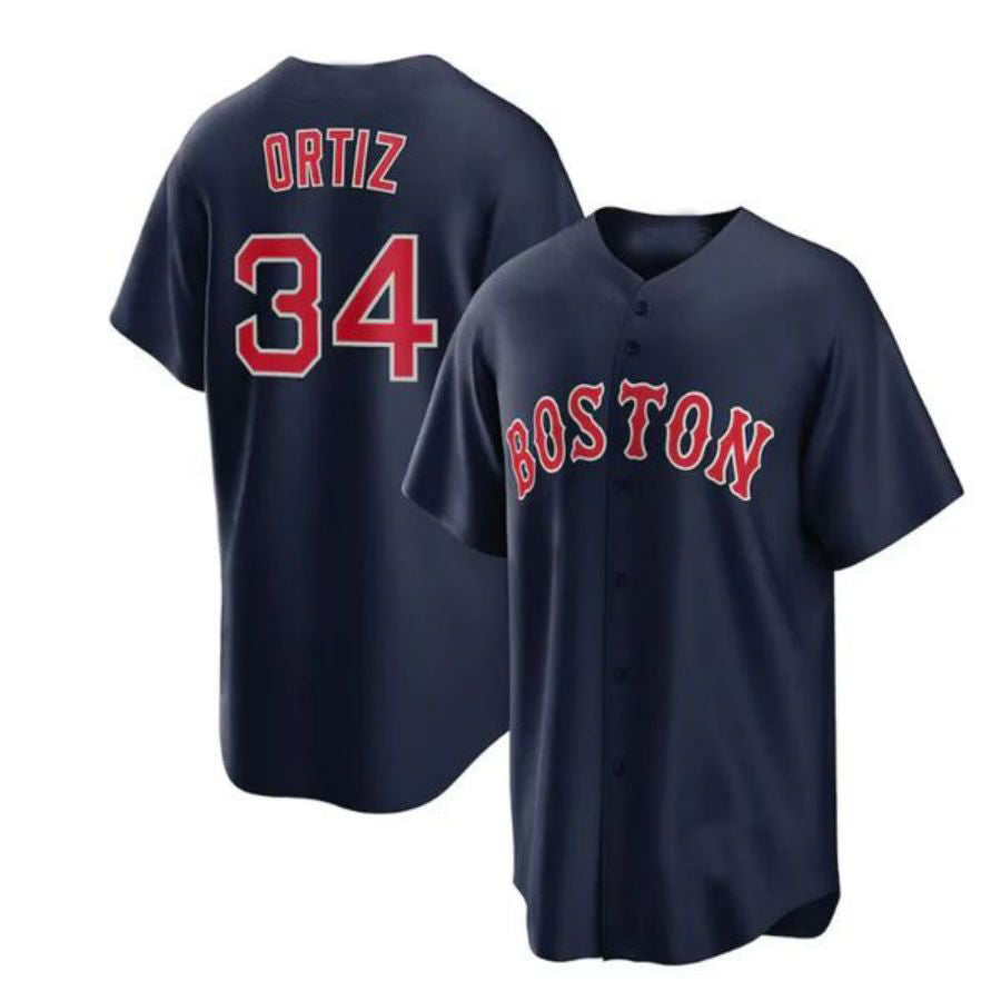 #34 David Ortiz Player B.Red Sox Navy Game Baseball Jerseys