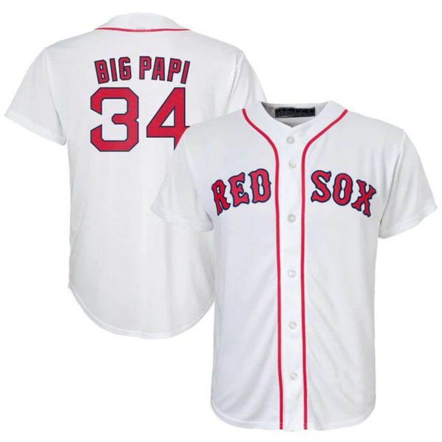 B.Red Sox #34 David Ortiz Player White Replica Baseball Jerseys