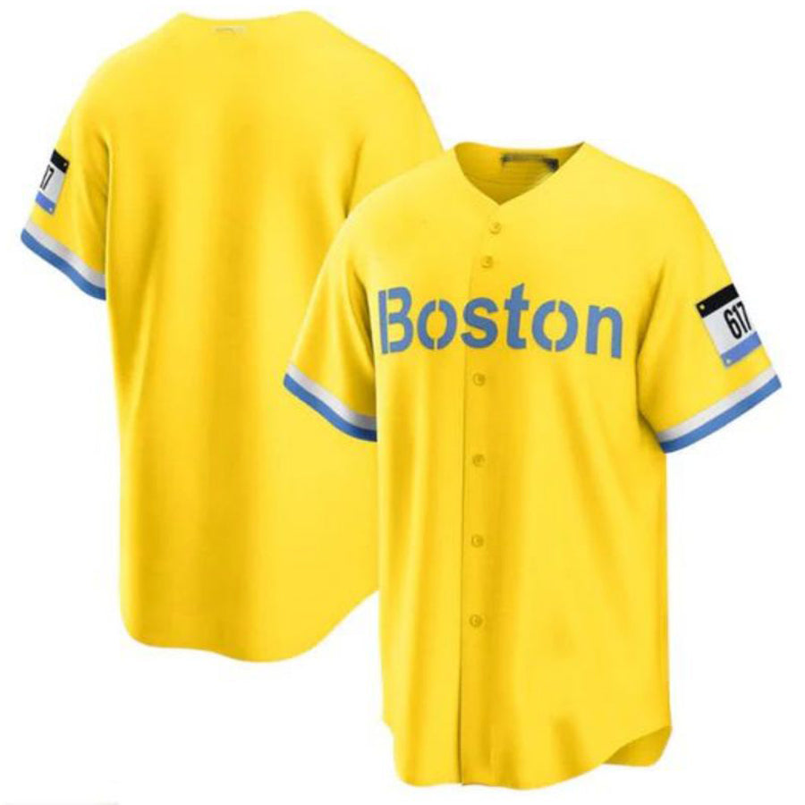 B.Red Sox Blank Player City Connect Gold Replica Baseball Jerseys