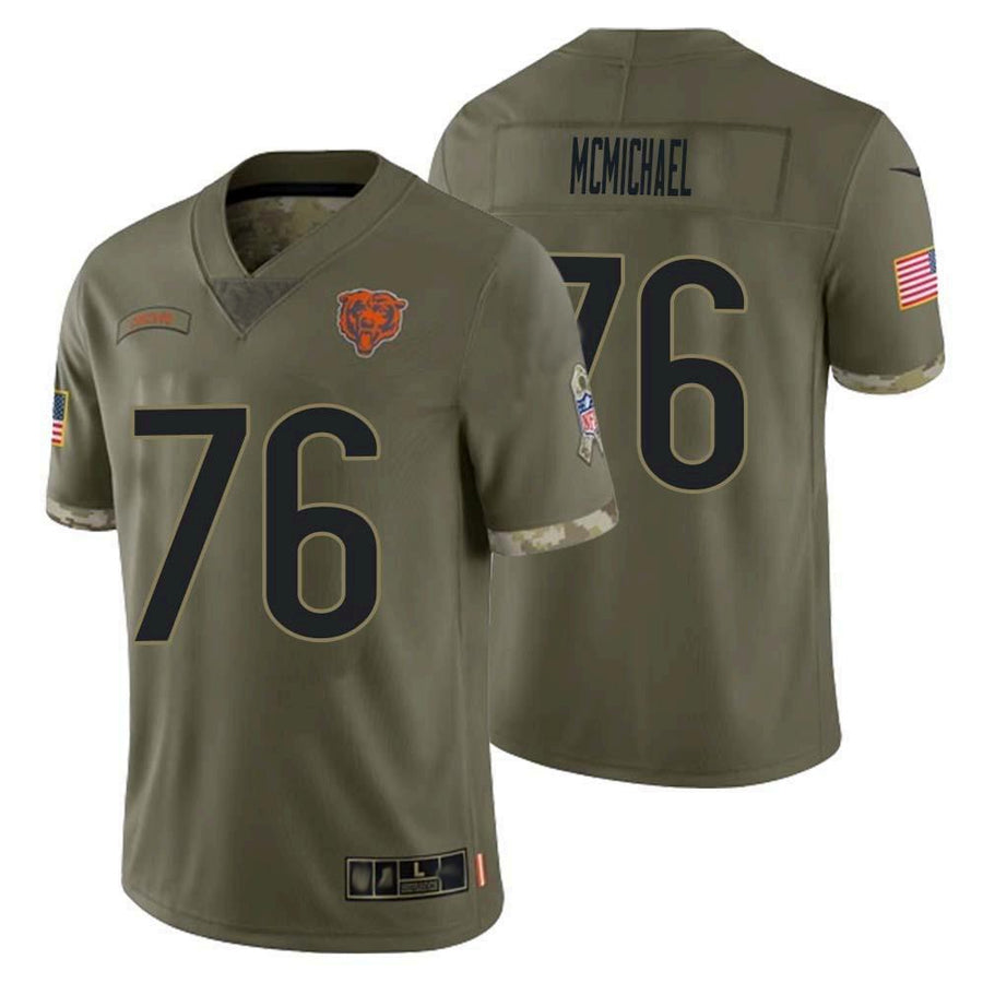 C.Bears #76 Steve McMichael Player Salute To Service Olive Football Jerseys