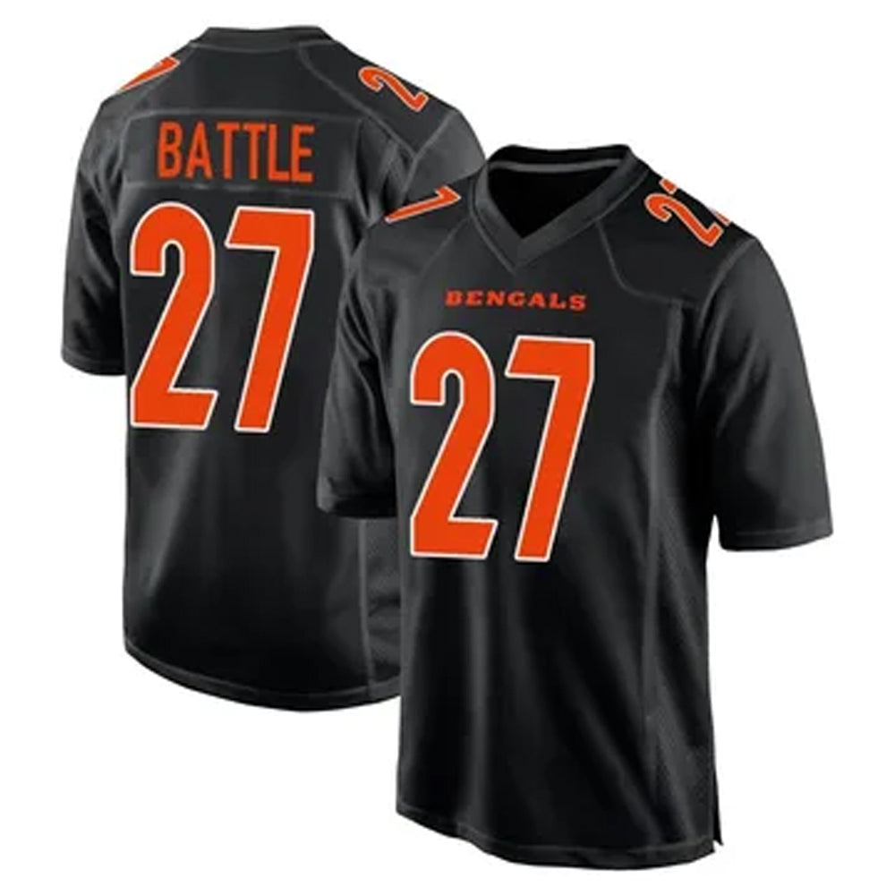 C.Bengals #27 Jordan Battle Player Carbon Fashion Football Jerseys