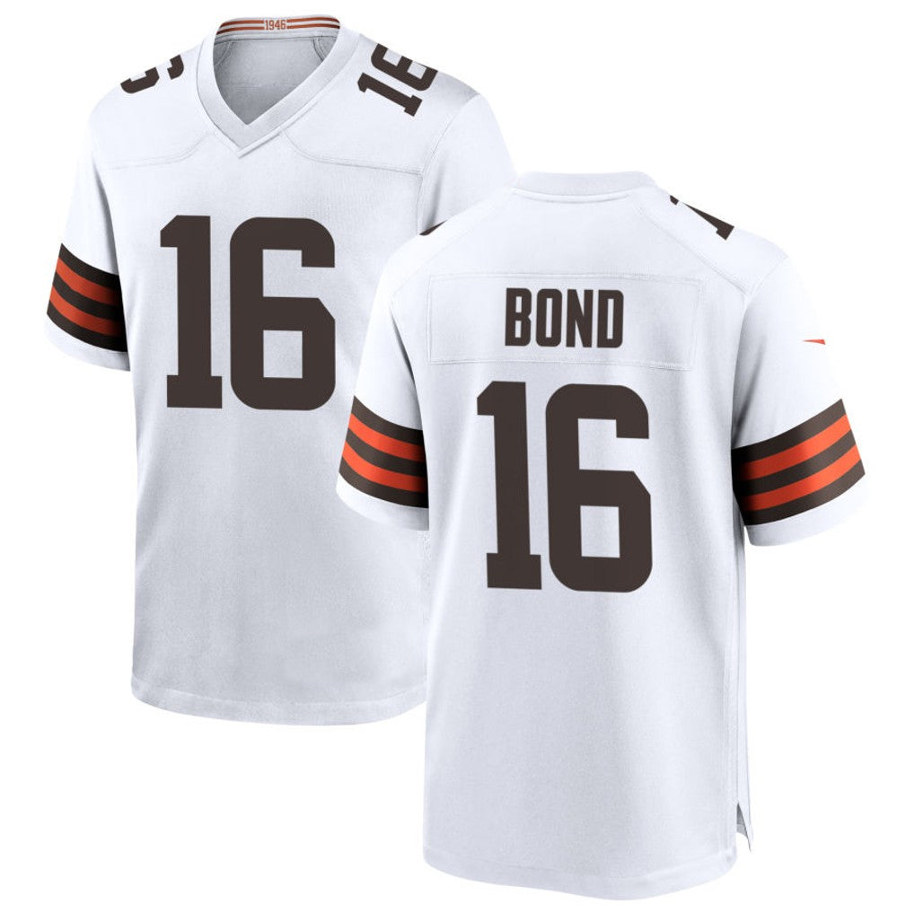 C.Browns #16 Isaiah Bond Player White Home Game Football Jerseys