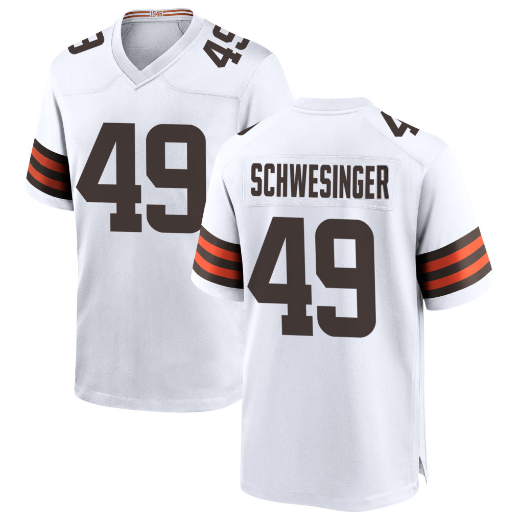 C.Browns #49 Carson Schwesinger Player White Home Game Football Jerseys