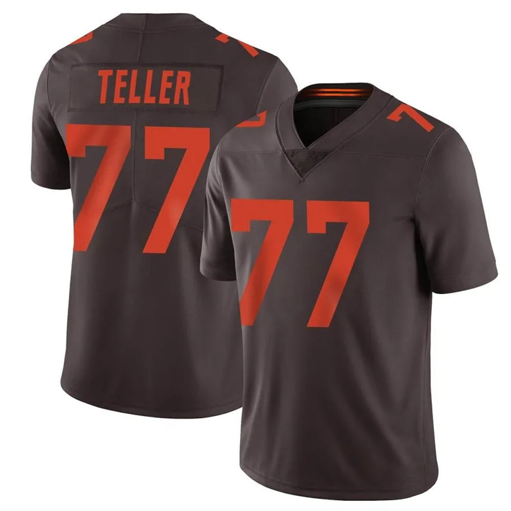 C.Browns #77 Wyatt Teller Player Brown Vapor Limited Color Rush Football Jerseys