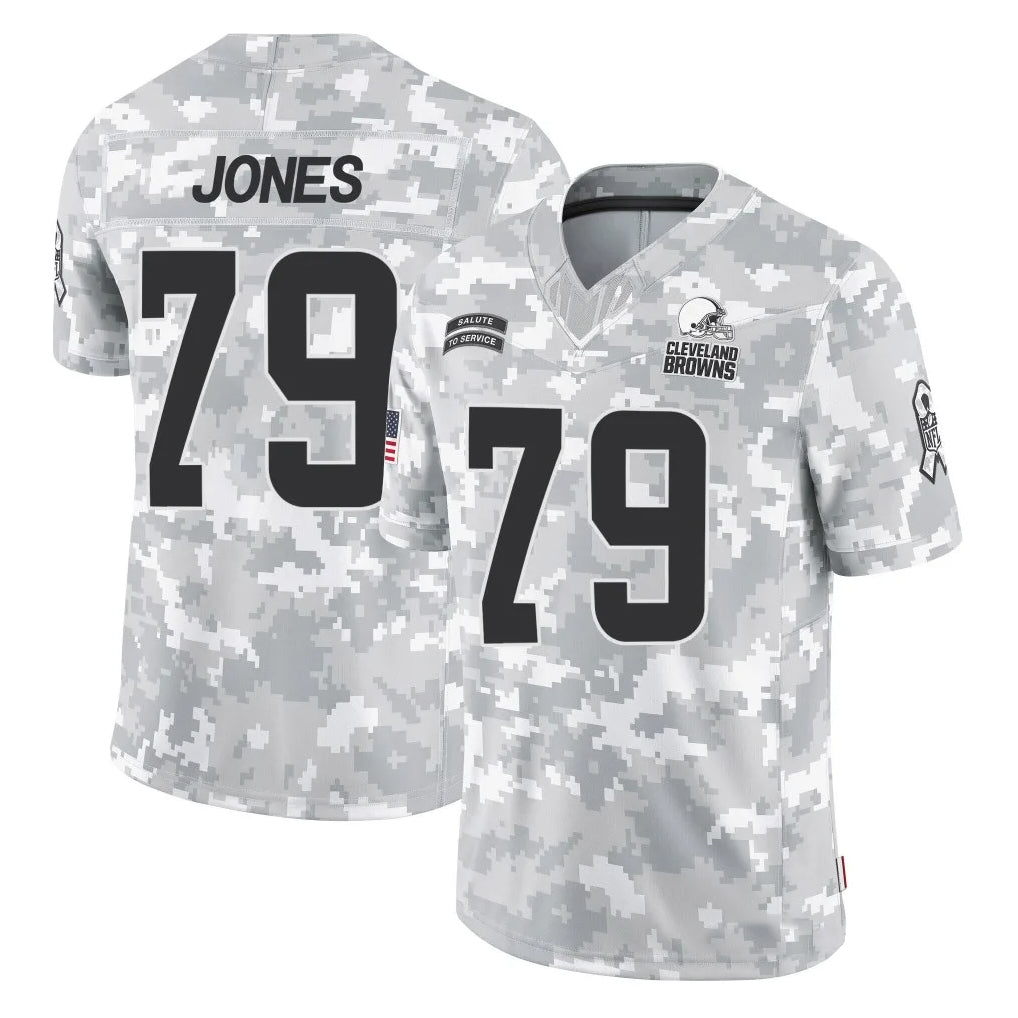 C.Browns #79 Dawand Jones Player Arctic Camo Salute to Service Limited Football Jerseys