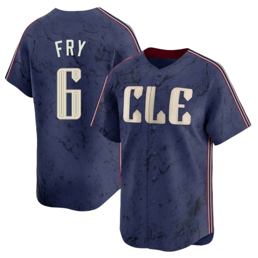 C.Guardians #6 David Fry Player Purple City Connect Limited Baseball Jerseys