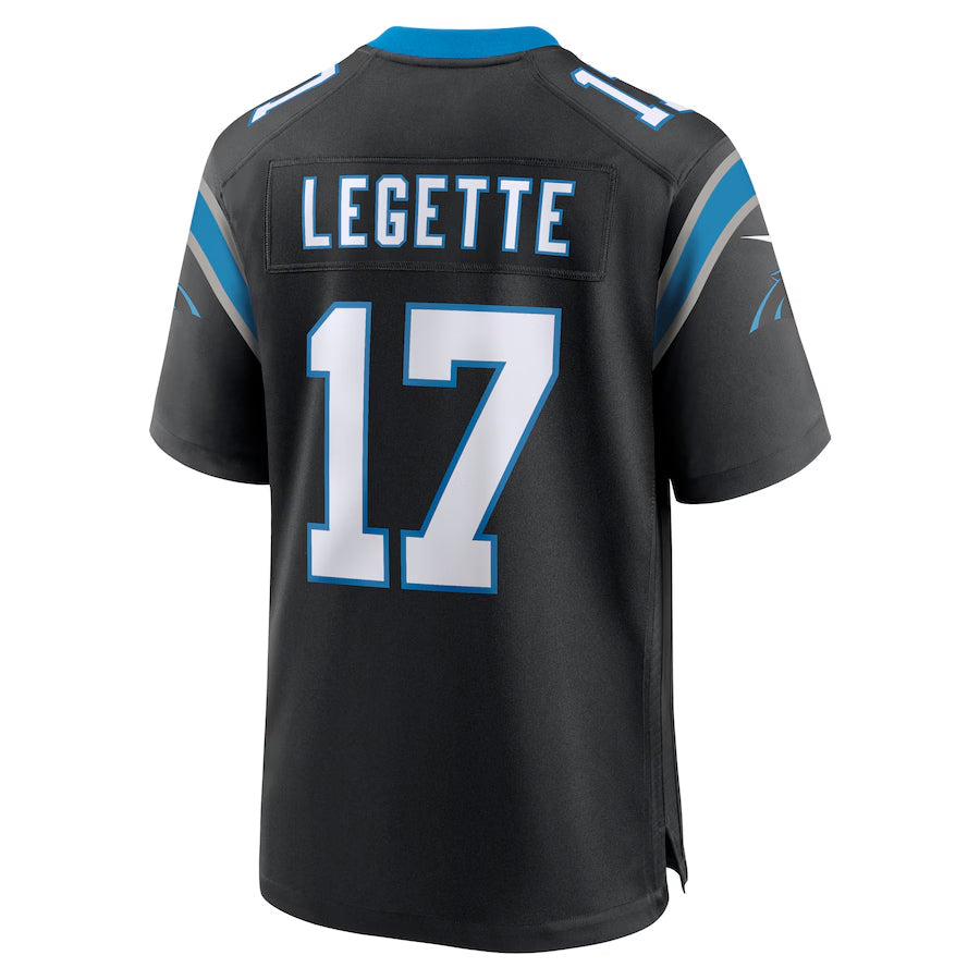 C.Panthers #17 Xavier Legette Player Black Home Game Football Jerseys