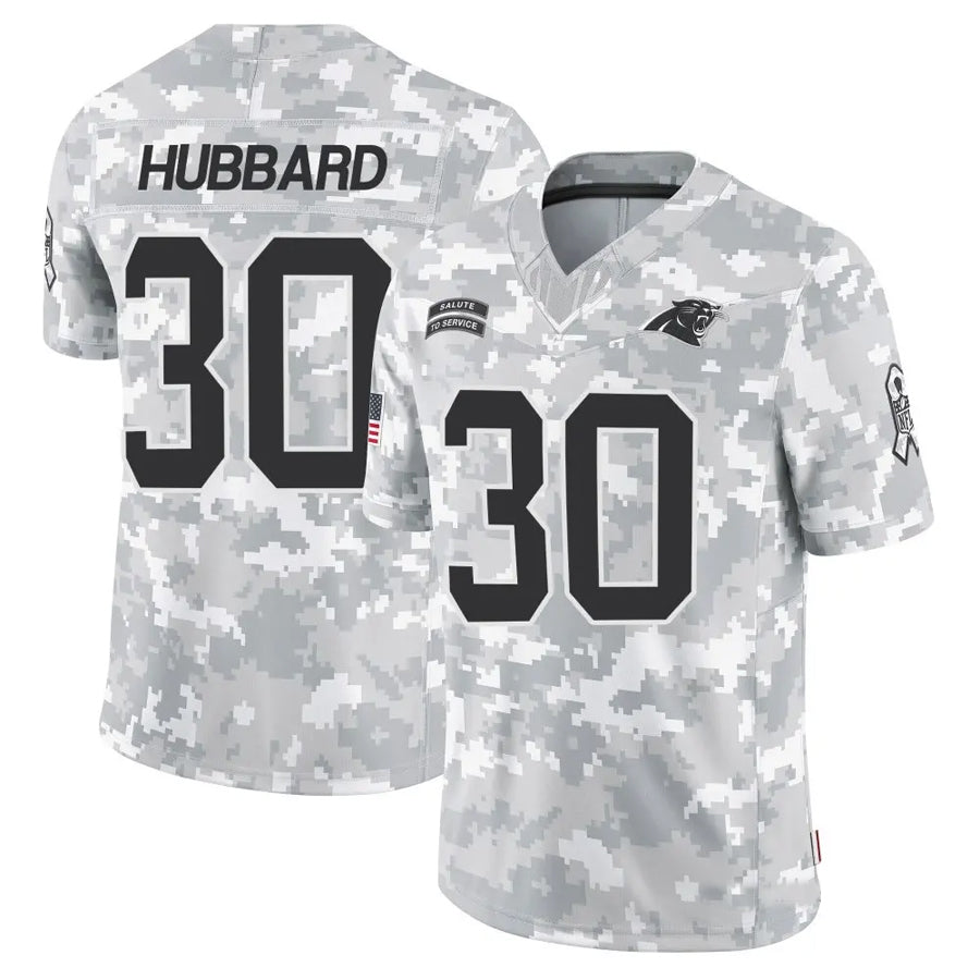 C.Panthers #30 Chuba Hubbard Player Arctic Camo Salute to Service Limited Football Jerseys