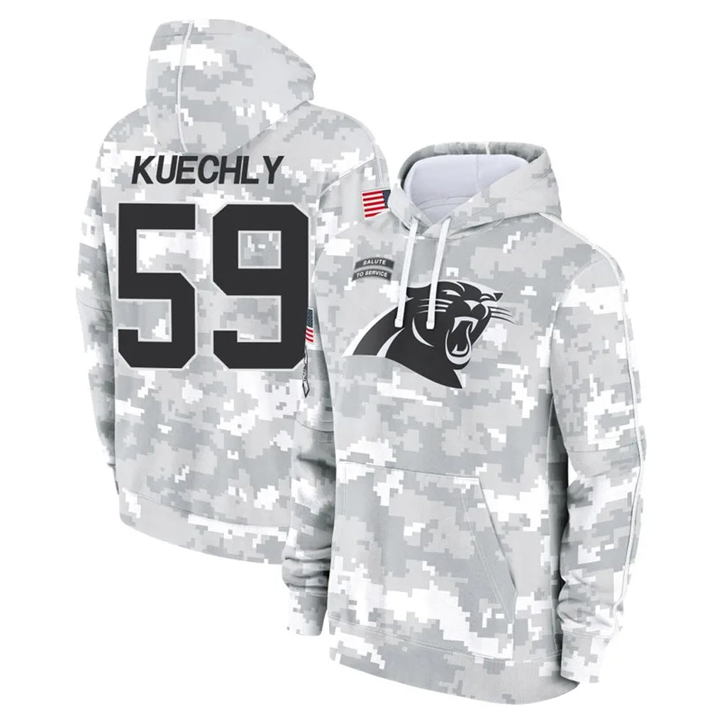C.Panthers #59 Luke Kuechly Player Arctic Camo Salute to Service Hoodies Football Jerseys