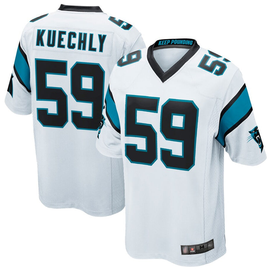 C.Panthers #59 Luke Kuechly Player White Home Game Football Jerseys