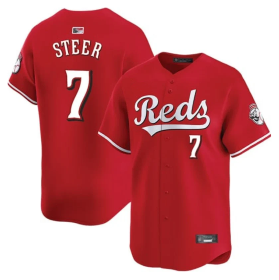 C.Reds #7 Spencer Steer Player Red Replica Limited Baseball Jerseys