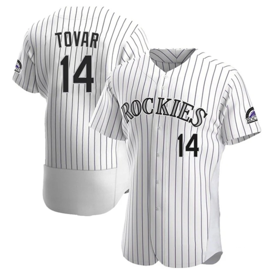C.Rockies #14 Ezequiel Tovar Player White Home Limited Elite Baseball Jerseys