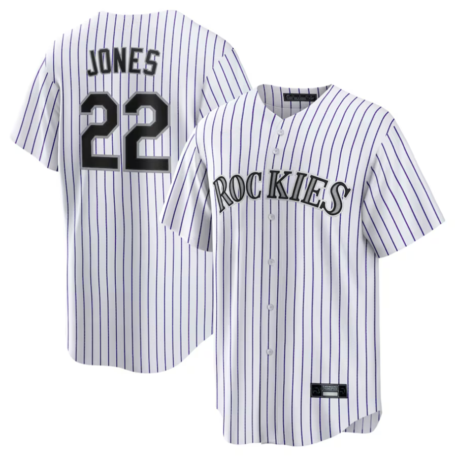 C.Rockies #22 Nolan Jones Player White Home Replica Baseball Jerseys
