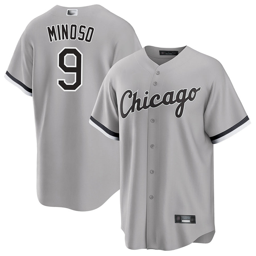 C.White Sox #9 Minnie Minoso Player Gray Road Replica Baseball Jerseys