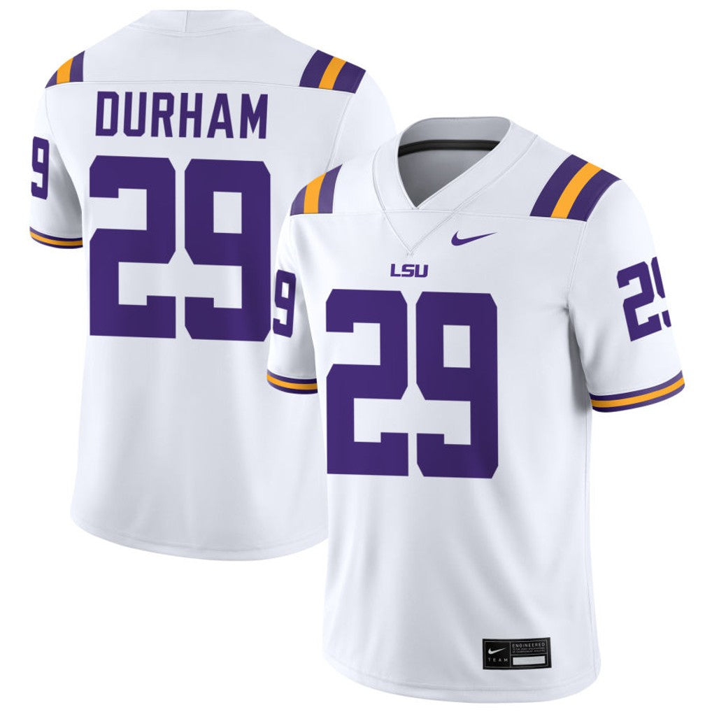 Caden Durham LSU Tigers Jersey - White