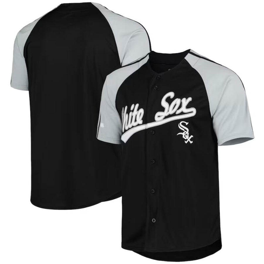 C.White Sox Blank Player Stitches Black Button-Down Raglan Fashion Baseball Jerseys