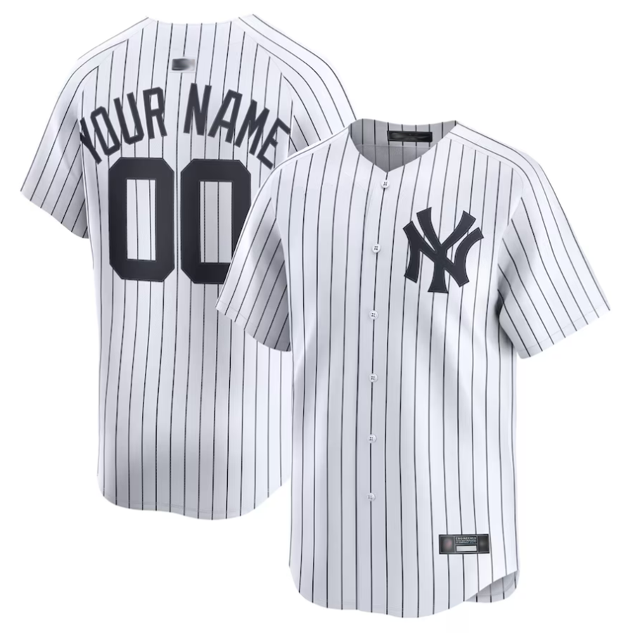 Custom NY.Yankees White Home Limited Baseball Jerseys