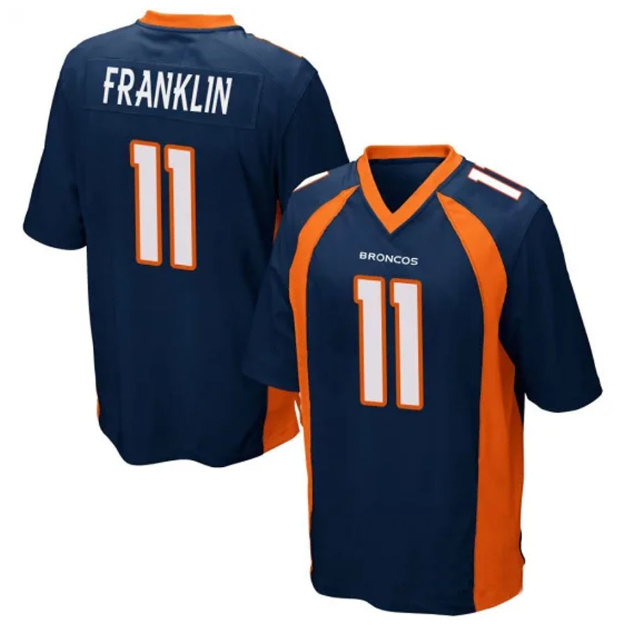 D.Broncos #11 Troy Franklin Player Navy Game Football Jerseys
