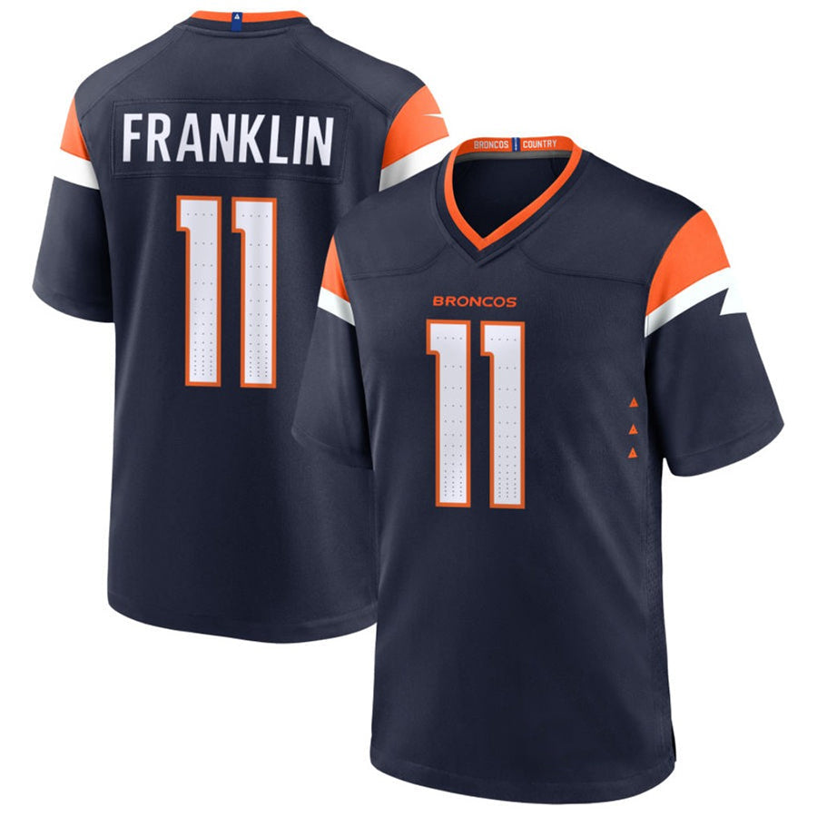 D.Broncos #11 Troy Franklin Player Navy Home Game Football Jerseys