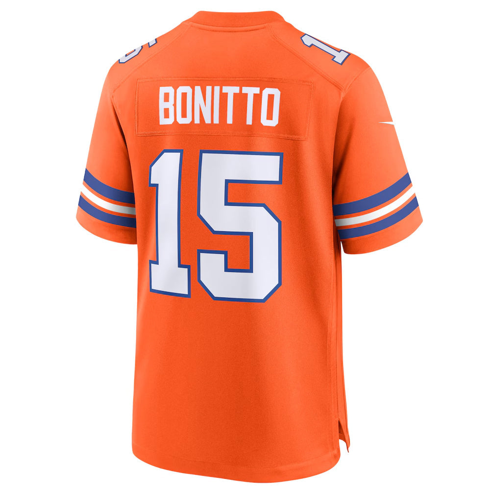 D.Broncos #15 Nik Bonitto Player Orange Collection Throwback Game Football Jerseys