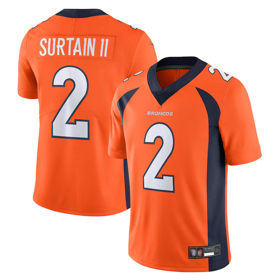 D.Broncos #2 Patrick Surtain II Player Orange Vapor Untouchable Limited Football Jerseys