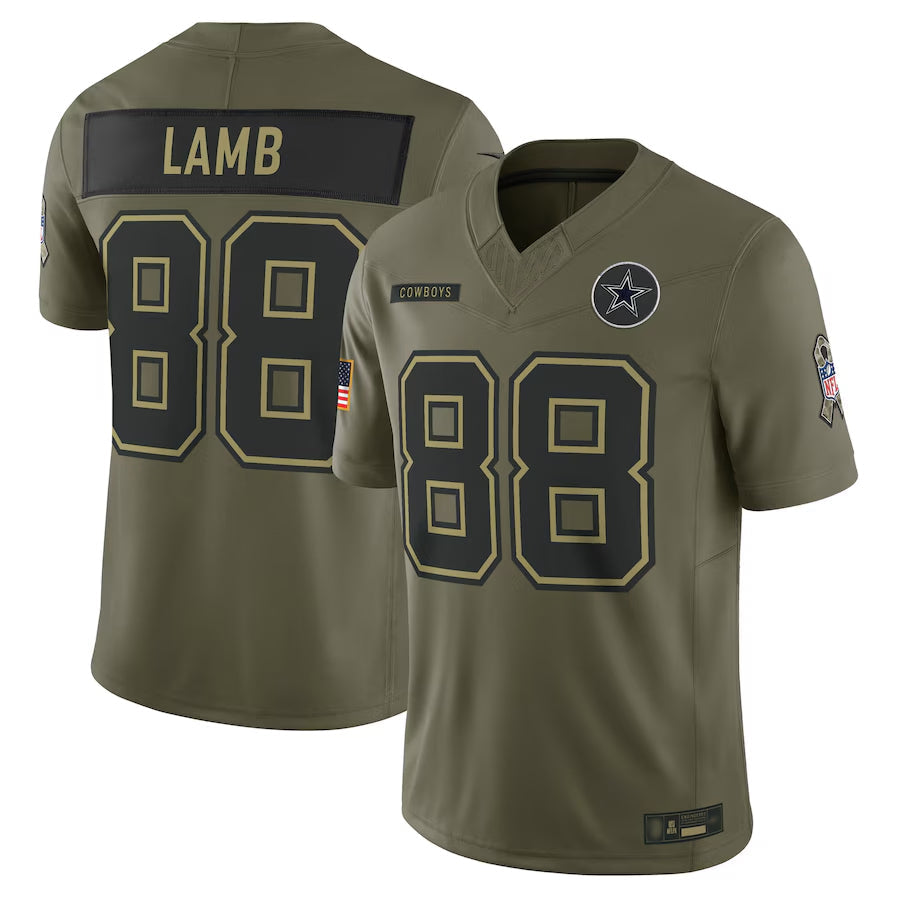 D.Cowboys #88 CeeDee Lamb Player Olive Salute to Service Limited Football Jerseys