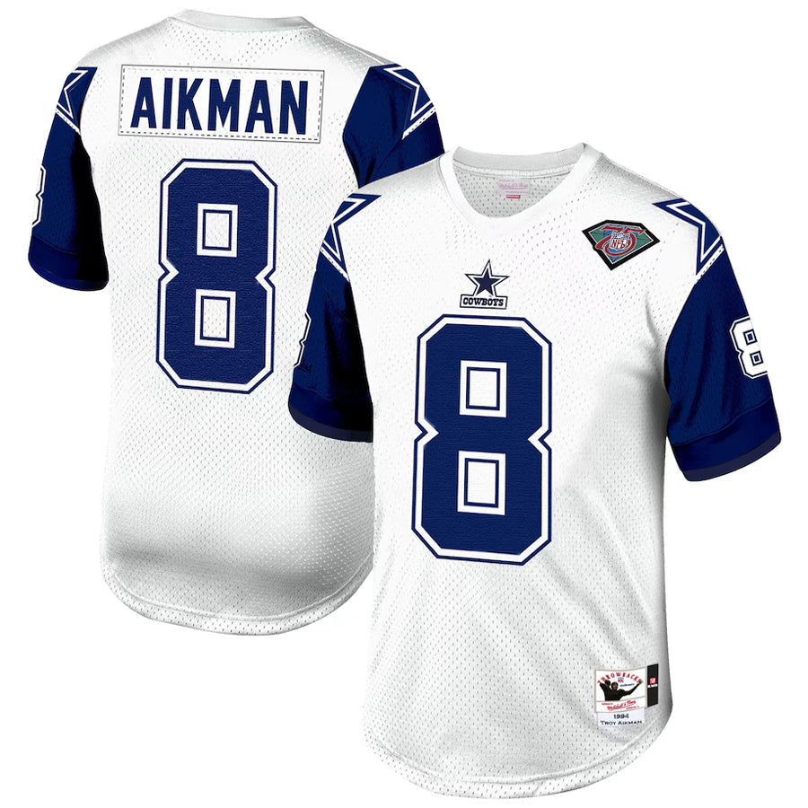 D.Cowboys #8 Troy Aikman Player  White 1994 Authentic Throwback Retired Football Jerseys