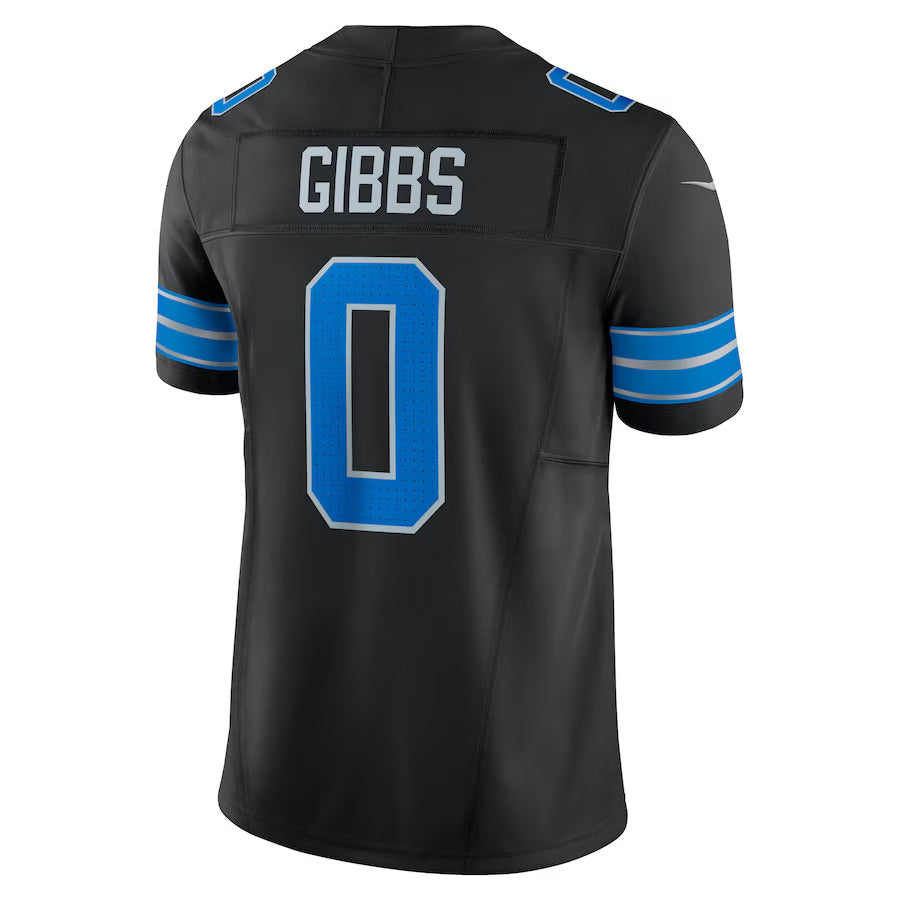 D.Lions #0 Jahmyr Gibbs Player Black Vapor F.U.S.E. Limited Game Football Jerseys